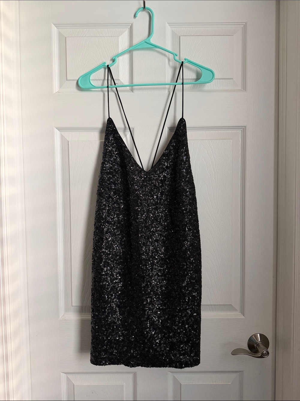 Honey Punch Black Sequin Mini Slip Dress